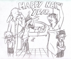 Manga Yeni yıl parti, furry 